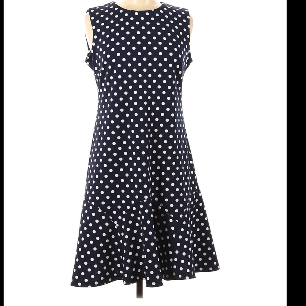 Shelby & Palmer Navy & White Polka Dot Dress with flare bottom. 20W